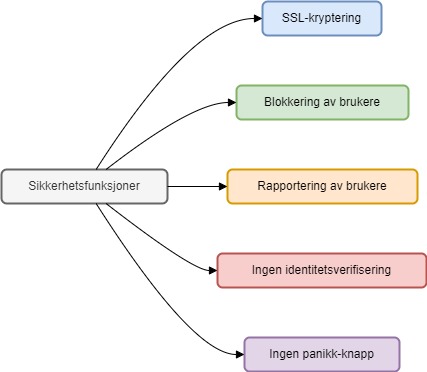 Diagram: Sikkerhetsfunksjoner på DirtyDating.com